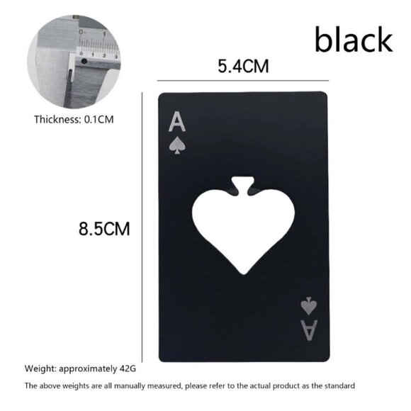 Ace of Spades Bottle Openers 2 pack 1 Silver 1 Black Stainless Steel - Picture 2 of 3